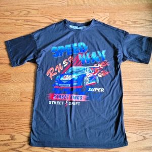 Shein Rush Speed Wax Street Kings Womens Sz XS T-Shirt Black Crew Neck Top US 2